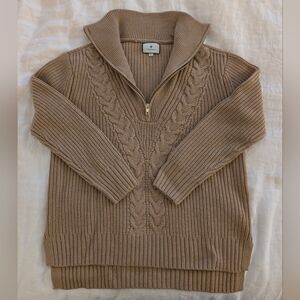 Tuckernuck Camel Quarter Zip Estella Sweater, Size XS